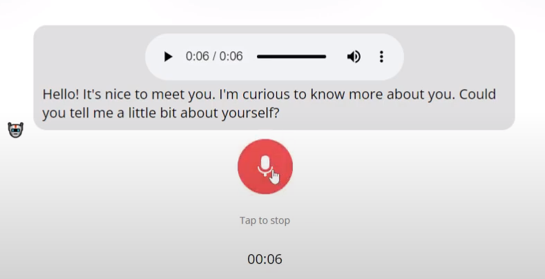 Artificial Intelligence (AI) real time speaking UI to prepare for speaking english exams